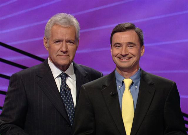 Mr. Tim Klein with Alex Trebek during his 2010 appearance on Jeopardy!