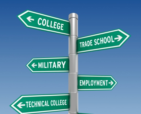 Various paths like college, trade and technical schools, employment, or the military await high school graduates.  